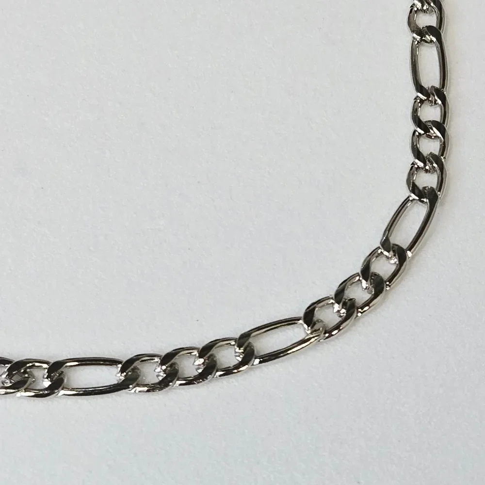 Figaro Chain Necklace 3.5mm Stainless Steel Silver 24
